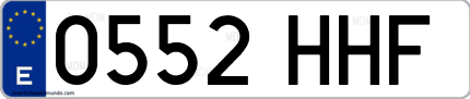 Ejemplo de matrícula de coche ordinaria 0552 HHF