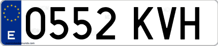 Ejemplo de matrícula de coche ordinaria 0552 KVH