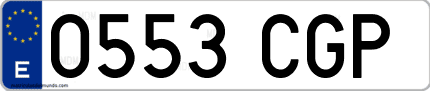 Ejemplo de matrícula de coche ordinaria 0553 CGP