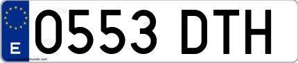 Ejemplo de matrícula española 0553 DTH