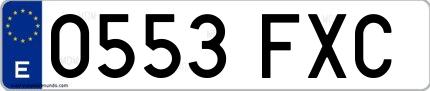 Ejemplo de matrícula española 0553 FXC