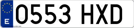 Ejemplo de matrícula de coche ordinaria 0553 HXD