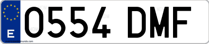 Ejemplo de matrícula de coche ordinaria 0554 DMF