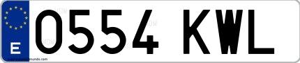 Ejemplo de matrícula española 0554 KWL