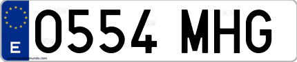 Ejemplo de matrícula de coche ordinaria 0554 MHG