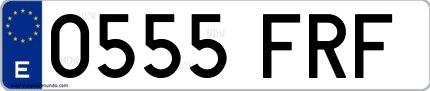 Ejemplo de matrícula española 0555 FRF