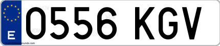 Ejemplo de matrícula española 0556 KGV