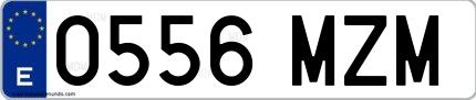 Ejemplo de matrícula de coche ordinaria 0556 MZM