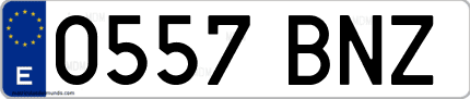 Ejemplo de matrícula de coche ordinaria 0557 BNZ