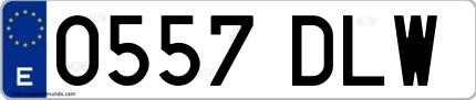 Ejemplo de matrícula española 0557 DLW