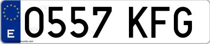 Ejemplo de matrícula española 0557 KFG