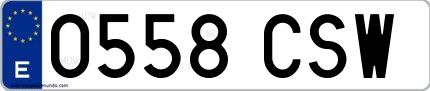 Ejemplo de matrícula española 0558 CSW