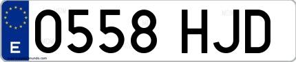 Ejemplo de matrícula española 0558 HJD