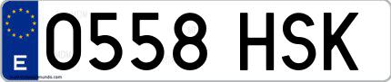 Ejemplo de matrícula española 0558 HSK