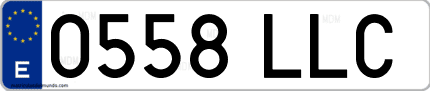 Ejemplo de matrícula de coche ordinaria 0558 LLC