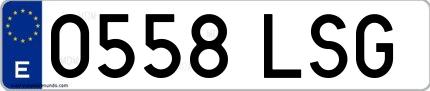 Ejemplo de matrícula española 0558 LSG
