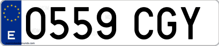 Ejemplo de matrícula de coche ordinaria 0559 CGY