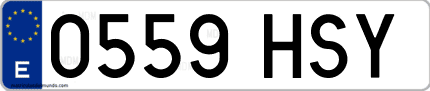 Ejemplo de matrícula de coche ordinaria 0559 HSY