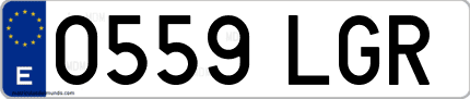 Ejemplo de matrícula de coche ordinaria 0559 LGR