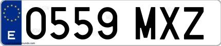 Ejemplo de matrícula española 0559 MXZ