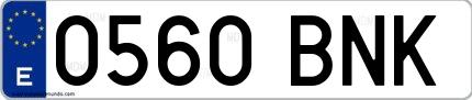 Ejemplo de matrícula española 0560 BNK