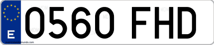 Ejemplo de matrícula de coche ordinaria 0560 FHD