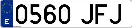 Ejemplo de matrícula española 0560 JFJ