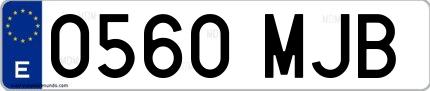 Ejemplo de matrícula española 0560 MJB