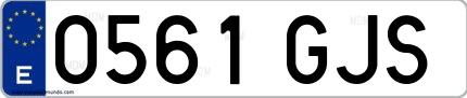 Ejemplo de matrícula española 0561 GJS