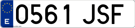 Ejemplo de matrícula de coche ordinaria 0561 JSF