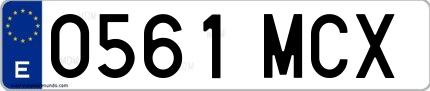 Ejemplo de matrícula española 0561 MCX