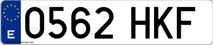 Ejemplo de matrícula española 0562 HKF