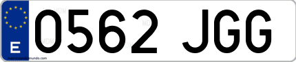 Ejemplo de matrícula de coche ordinaria 0562 JGG