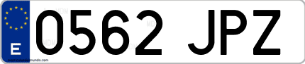 Ejemplo de matrícula de coche ordinaria 0562 JPZ
