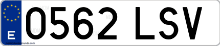 Ejemplo de matrícula de coche ordinaria 0562 LSV