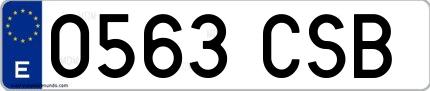 Ejemplo de matrícula española 0563 CSB