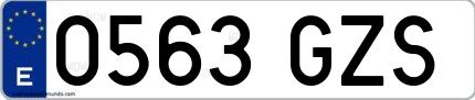 Ejemplo de matrícula española 0563 GZS