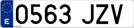Ejemplo de matrícula española 0563 JZV