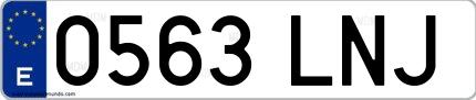 Ejemplo de matrícula española 0563 LNJ