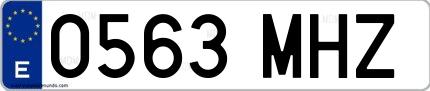 Ejemplo de matrícula española 0563 MHZ