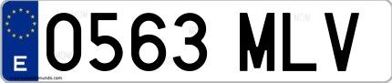 Ejemplo de matrícula española 0563 MLV