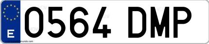 Ejemplo de matrícula española 0564 DMP