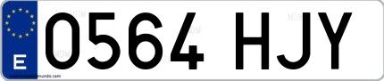 Ejemplo de matrícula española 0564 HJY