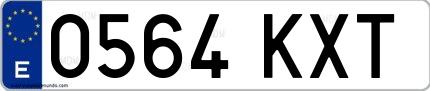 Ejemplo de matrícula española 0564 KXT