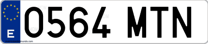 Ejemplo de matrícula de coche ordinaria 0564 MTN