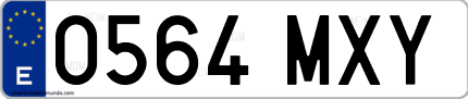 Ejemplo de matrícula de coche ordinaria 0564 MXY