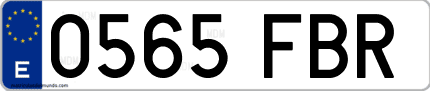Ejemplo de matrícula de coche ordinaria 0565 FBR