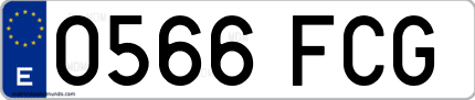 Ejemplo de matrícula de coche ordinaria 0566 FCG