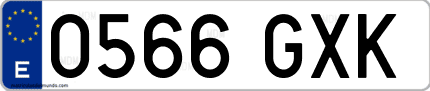 Ejemplo de matrícula de coche ordinaria 0566 GXK