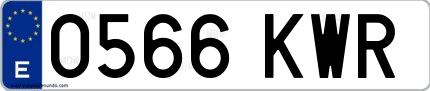Ejemplo de matrícula de coche ordinaria 0566 KWR